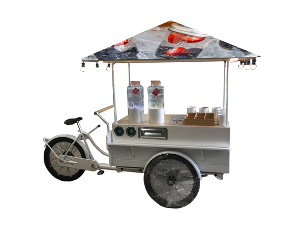 Mobiler Verkaufsstand Pr�sentationsstand autonomer Betrieb mit LED Leuchtpodest f�r Getr�nkespender